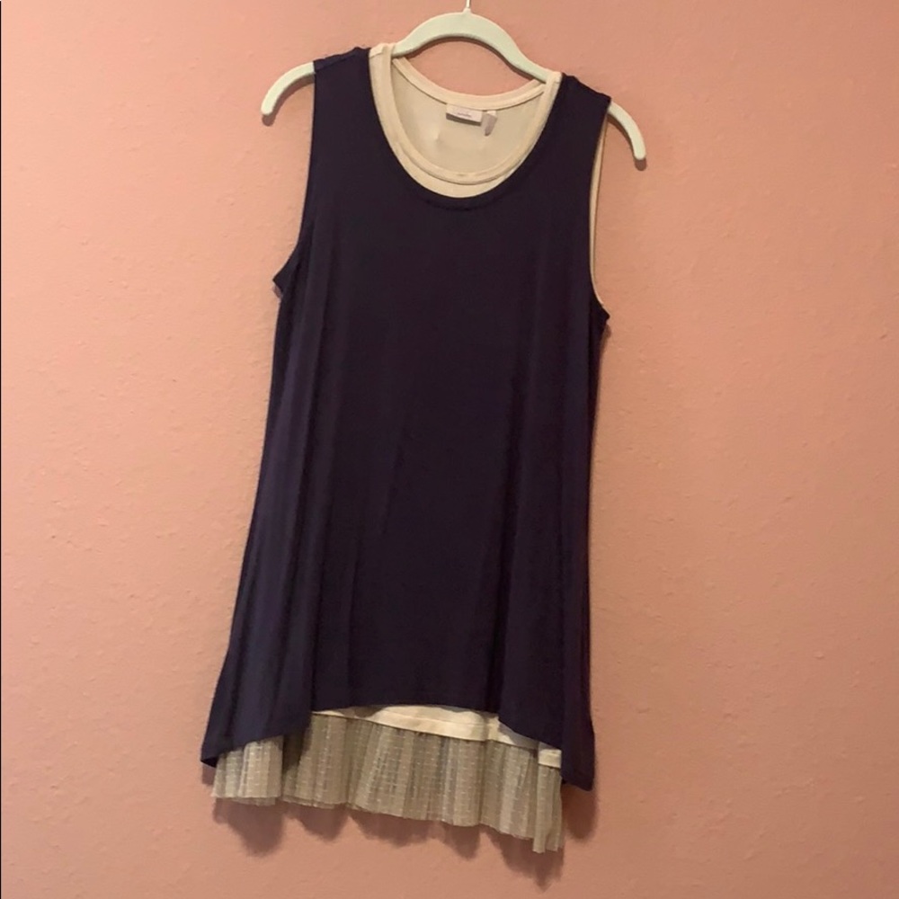LOGO Lori Goldstein set of tanks, dark blue/ivory